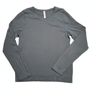 Athleta Seamless Perforated Workout Long Sleeve Top – Slate Gray – S